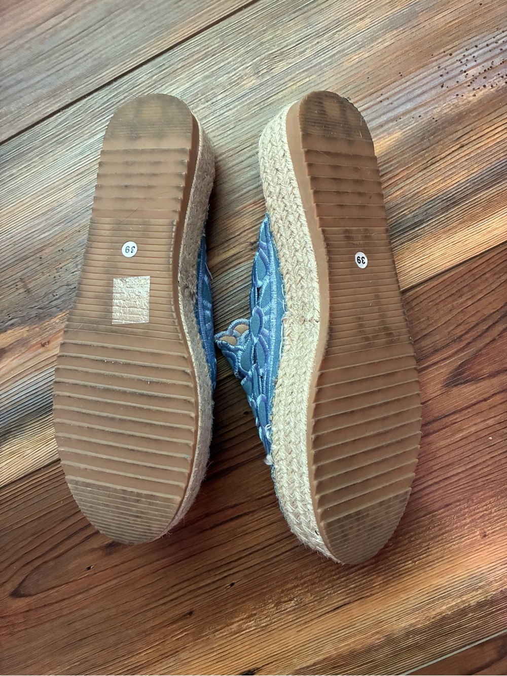 Blue Floral Cutout Espadrille Mules - Picture 6 of 6